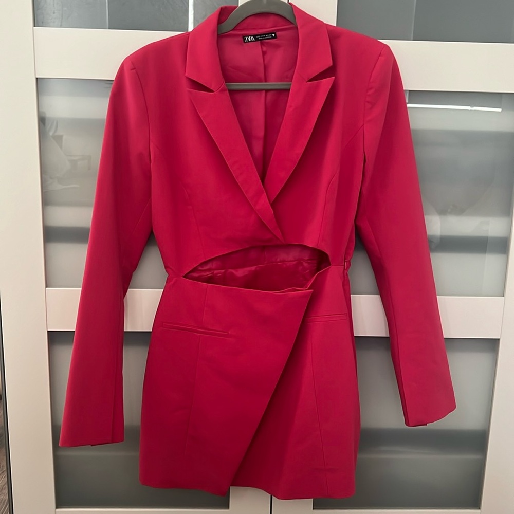 Zara hot pink cutout blazer dress